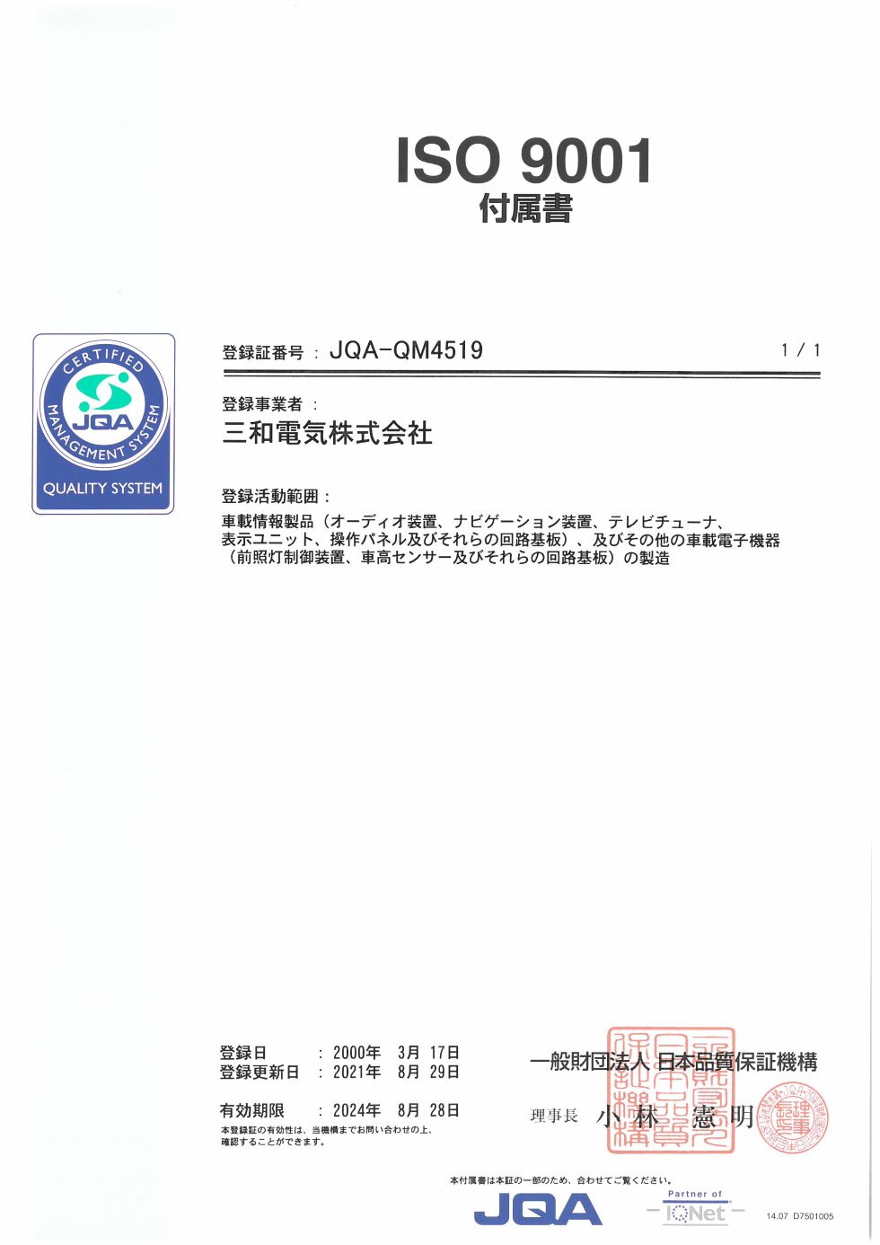 ISO9001の付属書